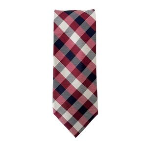 Tommy Hilfiger Neck Tie Mens Plaid Blue Red Silk Classic Profession Work Career